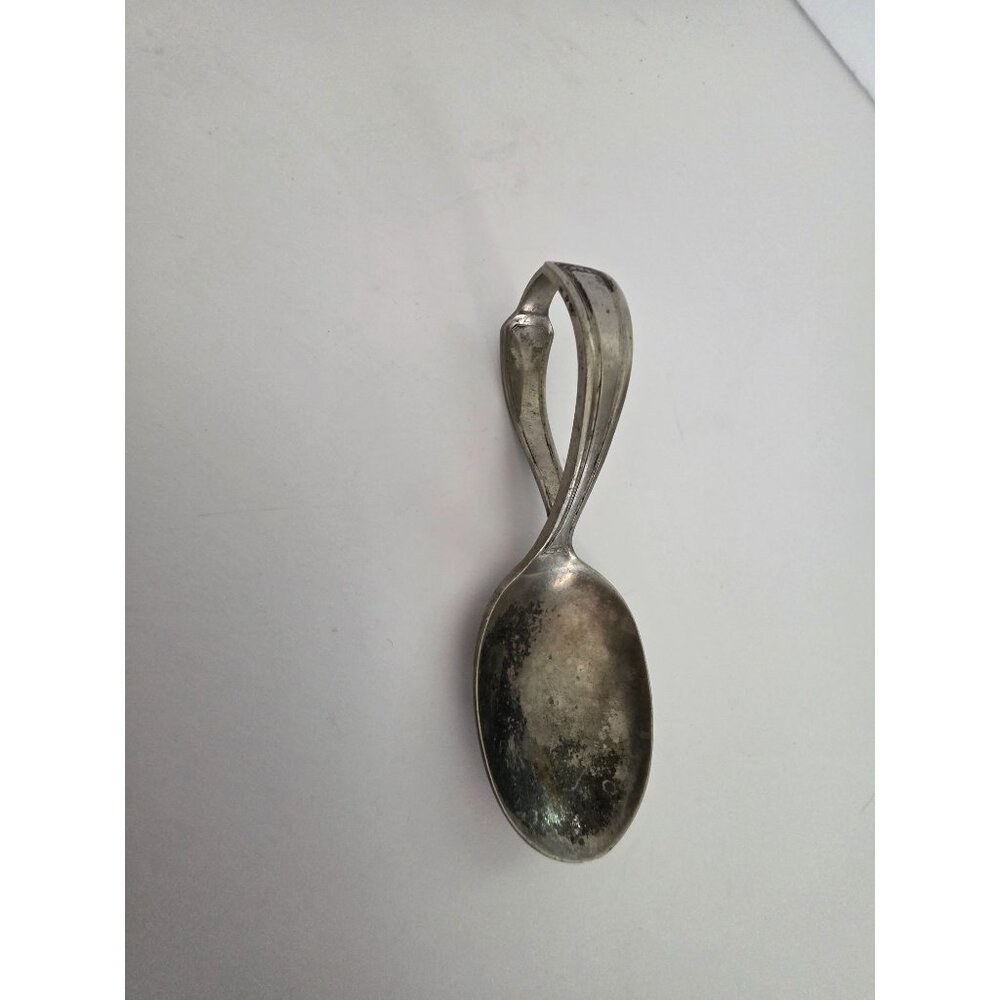 Antique Silver-Plated Baby Spoon With Bent Handle